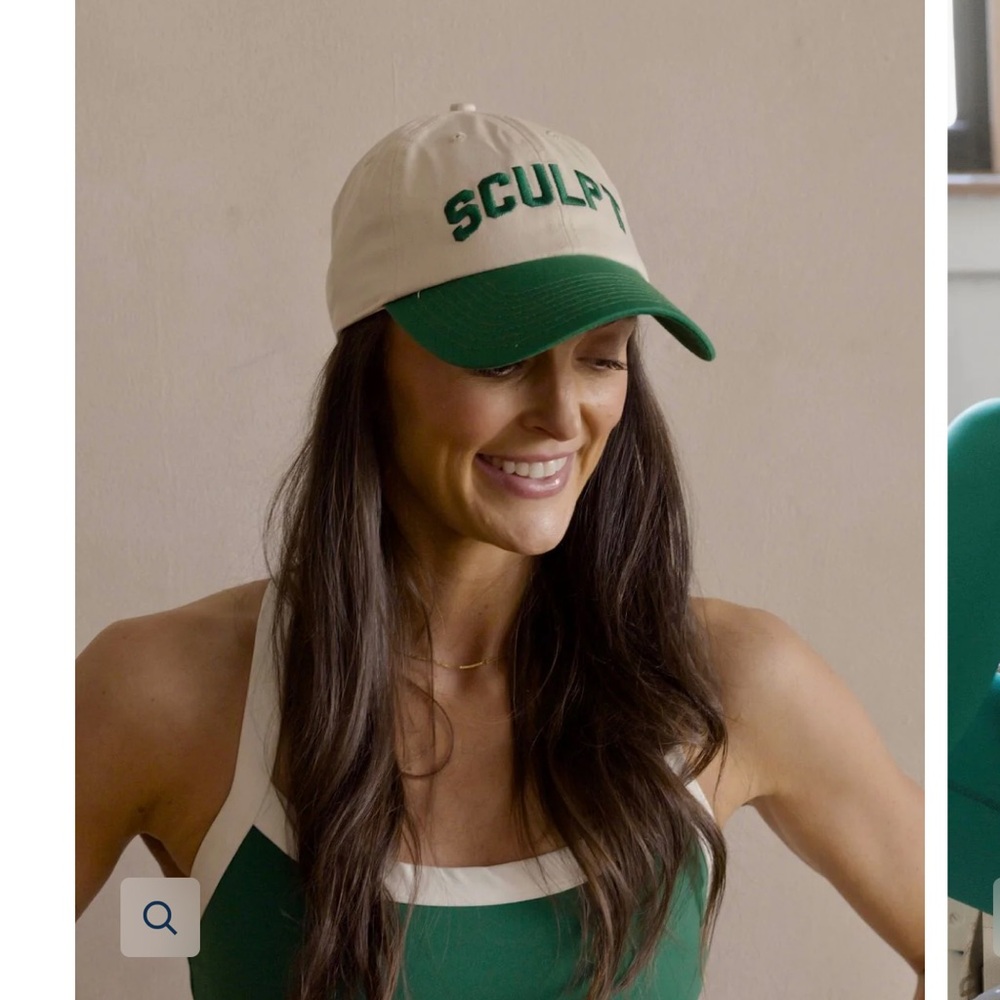 Women's White and Green Cap